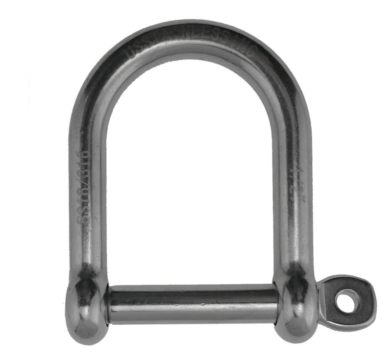 US STAINLESS Stainless Steel 316 Wide D Shackle (1/2" Wide D) - Image 1